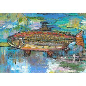 Swimmer Fish Acrylic Painting on Watercolor Paper